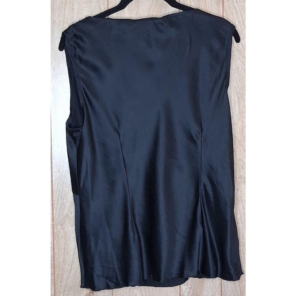 Nine West 100% SIlk Sleeveless Blouse With Embellished Collar/Yoke Black - Picture 3 of 6